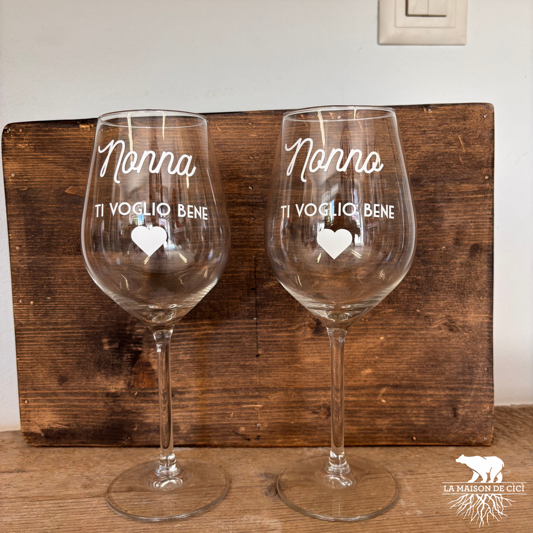 Calici da vino personalizzati – “Nonno ti voglio bene” - “Nonna ti voglio bene”